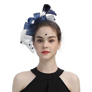 Chapeaux de mariage pour femmes UK Chapeau haut de gamme avec nœud pour thé, cocktail, mariage, église, thé pour filles et femmes (bleu marine, taille unique) (XGpZU, neuf)