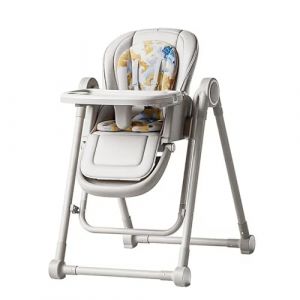 Chaise haute bébé avec Plateau repas, 2 en 1 Chaise Haute bébé Pliable, Balancelle, 6 Positions d'Inclinaison, Réglable en Hauteur, 4 Roue Verrouillable, pour 6 mois-3 ans, Harnais 5 Points (Gris) (MISOO MISU, neuf)