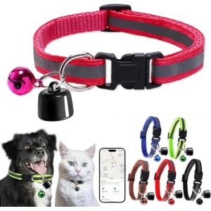 RuiDay Traceur GPS Chat, Mini Traceur GPS pour Chat, Collier Localisateur pour Chat Chien, Localisation en Temps réel, Collier Traceur Chat, Compatible iOS & Android (Rose Rouge) (JIANyuc, neuf)