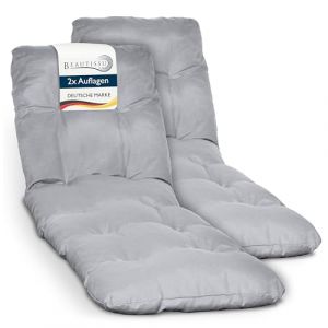 Beautissu Lot de 2 Coussin Bain de Soleil 190x60 cm Flair RL – 8 cm Épais Coussin Chaise Longue pour Jardin Terrasse Balcon – Confortable Matelas Transat Exterieur – Gris Clair (Brandvin, neuf)