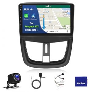 [Android 15 2G+64G] Inefala Autoradio pour Peugeot 207 2006-2010, Wireless Carplay & Android Auto, 9" Touchscreen Radio Bluetooth 2 Din avec GPS/WiFi/Bluetooth/USB/RDS/FM MIC Cam&eacute;ra de Recul (Inefala EU, neuf)