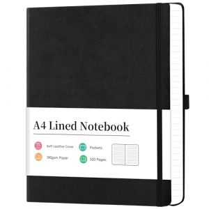 Artfan Carnet A4 - A4 lign&eacute; avec 320 pages de qualit&eacute; sup&eacute;rieure - Papier de qualit&eacute; sup&eacute;rieure - Similicuir - Carnet d'&eacute;criture A4 - 21,5 x 27,9 cm - Couverture rigide - Noir (Petorama EU, neuf)
