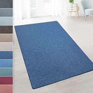 KARAT - Tapis de Salon élégant - Tapis de Passage Doux avec Bords sans Frange - Antidérapant Antistatique - Qualité Allemande - Tapis Durable et Facile à Entretenir - London, Bleu foncé 67x100 cm (Velvet Trading, neuf)
