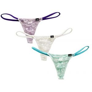 Yomie String en Dentelle pour Hommes sous - v&ecirc;tements Transparents Taille Basse Bikini Panty t Back Bag Tanga Panty sous - v&ecirc;tements pour Hommes (Yomie, neuf)