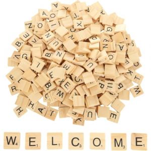 OUDQFCJ 52pcs Lettres en Bois,Lettre Scrabble Bois,Lettre Bois,Lettres de Scrabble,Lettres Mobiles,Tuiles de Lettre en Bois A à Z,Pour Travaux Manuels,étude,Orthographe,Cadeau,20 x 18 x 4mm (Mapico, neuf)