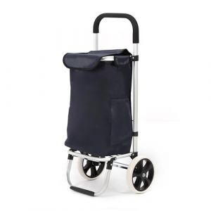 42Litres Aluminium Chariot de Courses Pliable avec Compartiment &eacute;tanche, Grand Caddie Course, Chariot &agrave; roulettes, cadie a roulettes de Courses, Sac a Roulette Course, Shopping Trolley - Bleu fonc&eacute; (Trade 2u, neuf)