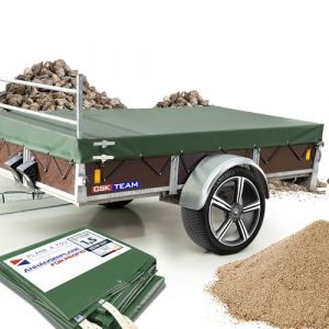 Bâche de remorque de qualité supérieure - 212 x 119 x 15 cm - Bâche plate pour remorque Saris avec rail pour cadre H - Bâche en PVC I Bâche sur mesure - Vert bronze - Mat - Vert olive - Bâche de (CSK-Team, neuf)
