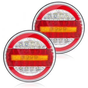 YOYOCOOL Rond Feux LED Remorque Arrière 12V 24V étanche avec clignotant frein position feu de recul - E9 ECE Approuvé(FJ5020-2PCS) (YOYOCOOL-EU, neuf)