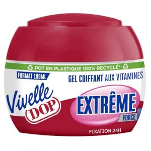 VIVELLE DOP – Gel Coiffant Fixation Extrême Force 8, Tenue Ultra-Forte aux Vitamines (Pot 190mL) - Lot de 3 - vendu par Lot (Franc shopping, neuf)