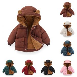 Bébé Hiver Polaire Manteau Enfants Garçons Veste Outwear Manteau d'hiver pour bébé garçon et fille avec fermeture éclair à capuche coupe-vent et chaud en polaire avec deux poches de 12 mois à 5 ans (usitable, neuf)