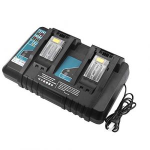 Moticett DC18RD Chargeur Double Port 7A Chargeur Rapide Remplacer pour DC18RC DC18RA DC18SF Compatible pour Makita 14,4V-18V BL1415 BL1430 BL1830B BL1840B BL1845B BL1850 BL1850B (MoticettDirect-FR, neuf)