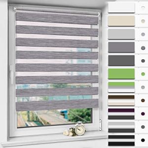 Magiea Store Enrouleur Jour Nuit sans Percage, Rideau Jour Nuit, Protection Solaire, Facile à Installer avec Clips, Protéger la Vie Privée, 50l x 120L cm(Largeur du Tissu 46),Marbre Gris (Cheeysl, neuf)