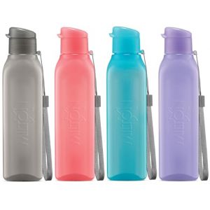 MILTON Lot de 4 bouteilles d'eau de sport carr&eacute;es en plastique &agrave; large goulot r&eacute;utilisable, &eacute;tanche, pour sacs d'&eacute;cole, bo&icirc;tes &agrave; d&eacute;jeuner, salle de sport, 500 ml (S&R Brands UK, neuf)