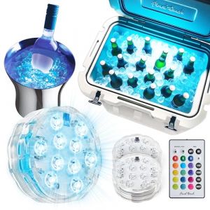 Final Touch Lot de 2 &agrave; 16 lumi&egrave;res LED &eacute;tanches &agrave; changement de couleur avec t&eacute;l&eacute;commande sans fil, design submersible IP68, parfaites pour les f&ecirc;tes et &eacute;v&eacute;nements (IB-LED-02) (L'Expert du Bar, neuf)