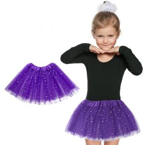 Yolev Jupe Tutu en Tulle pour Filles Jupe Tutu R&eacute;tro des Ann&eacute;es 80 Costume d'halloween de No&euml;l de f&ecirc;te (Violet) (Siweii, neuf)