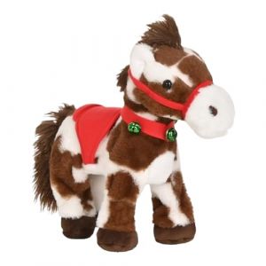 Cheval anim&eacute; tachet&eacute; | Jouet de Cheval en Peluche &eacute;lectrique &agrave; Pois de No&euml;ls | Poney de Marche interactif avec des Sons hennissement Joyeux | Animal en Peluche Mignon pour Cadeau d'anniversaire No&euml;ls (BayStitch Pants, neuf)