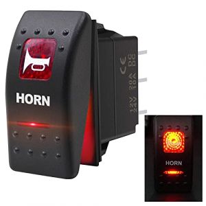 Taiss 12V 20A 24V 10A interrupteur &agrave; bascule &agrave; bouton de klaxon lumi&egrave;re LED rouge interrupteur de haut-parleurs momentan&eacute;s &agrave; 5 broches pour train de camion de barre de voiture A11625B-R (zhi-yuan, neuf)