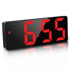 JQGO Réveil Numérique, 6,7" LED Horlogue Digitale Réveil de Chevet Réveil Matin, Activation vocale/Non Ticking/Snooze/Température/Datetime Luminosité Réglable pour Enfants Adultes,Rouge (qurixy OÜ, neuf)