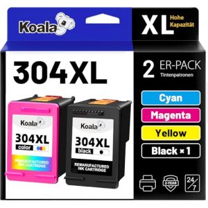 Koala 304XL Remanufactur&eacute; Cartouches d'encre Remplacement pour HP 304 XL pour DeskJet 2632 3720 2633 2622 2634 2630 3735 3733 3730 3762 3760 3750 Envy 5030 5020 5032 Imprimante (Noir, Tri-Colore) (Lucky Suppliers, neuf)