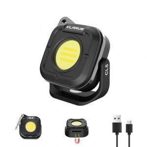 KLARUS CL5 Lampe de camping petit, lampe de travail rechargeable 1200 mAh, lanterne de camping 650 lm avec 8 modes d'éclairage, base magnétique, fonction crochet, IPX5 pour camping, extérieur (Klarus® EU Store, neuf)