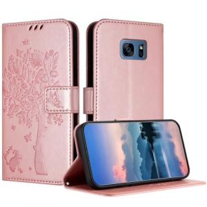 JayModCase Coque pour Samsung Galaxy S7 Edge, Coque Portefeuille Housse Cuir avec Porte Cartes et béquille Fermeture magnétique Étui pour Samsung S7 Edge - Or Rose (HXM STORE - EU, neuf)