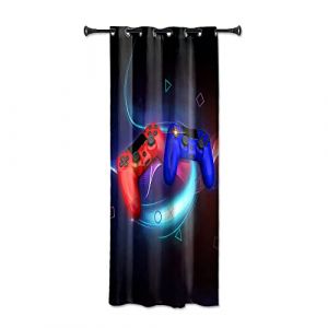 YONGFOTO 140x229cm Rideaux Gamer pour Chambre Garçons, Manette Fluorescente De Jeu Vidéo, Rideaux Occultants avec Œillets pour Chambre Enfants Adolescents, 1 Panneau (YongFoto Home, neuf)