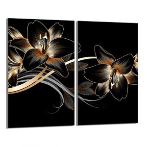 DarHaus Plaque de protection universelle pour plaque de cuisson 2x30x52cm Pour plaques de cuisson Protection contre les éclaboussures Planche a découper en verre trempé Décoration, Orchidée Noir (DarHaus, neuf)