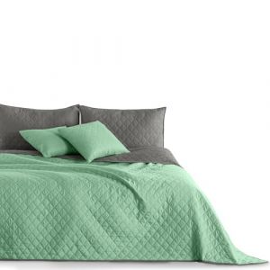 DecoKing Couvre-lit Menthe Gris Acier Jeté de lit Double Face Entretien Facile Axel, Polyester, Menthe/Acier, 260 x 280 cm (shop_decoking, neuf)