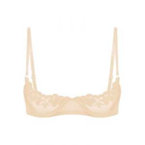 Mufeng Femme Soutien-Gorge Bra Ouvert Redresse-Seins Sexy Brassière Dentelle Push Up Lingerie Bralette Floral Transparent Haut de Nuisette Clubwear S-5XL Ecru S (Mufeng EU, neuf)