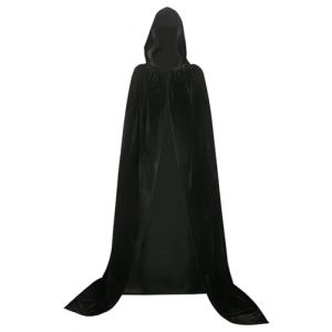 Oddfirm Cape à capuche - Longue cape à capuche - En velours - Cape médiévale - Robe de vampire - Manteau en satin - Costume d'Halloween - Carnaval - Fête (Oddfirm, neuf)