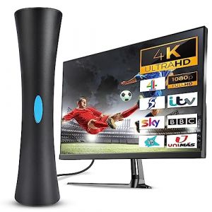 AXFEE Antenne TV Int&eacute;rieur Ext&eacute;rieur, Antenne Puissante TNT HD, Port&eacute;e Longue de 200 Miles et Rotation 360&deg;, Base Collante Forte, Prendre en Charge de T&eacute;l&eacute;vision 4K 1080P VHF HDTV Gratuites (Ouuze, neuf)