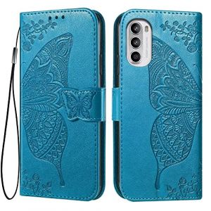EASSGU Coque pour Motorola Moto g52 / Moto g82 5G (6.6" inches) Etui Flip Magn&eacute;tique avec 3 Fentes pour Cartes 1 Portefeuille, Housse - Bleu (EASSGU, neuf)
