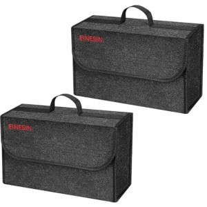 Einesin Sac de Coffre Voiture en Feutre | Version am&eacute;lior&eacute;e | Organisateur de Coffre en Feutre Aiguillet&eacute;, | Accessoire Utile Gadget, avec Panneaux lat&eacute;raux stabilisateurs (40X15X25CM,2PCS,Standard) (Einesin, neuf)
