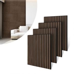 AKK-ART Panneaux Acoustiques en Bois-4 Pi&egrave;ces 60 x 60 x 1,8 cm 3D Panneaux Muraux en Placage, Rev&ecirc;tement Mural Int&eacute;rieur & Panneaux Muraux Absorbants Acoustiques pour Bureau et Maison Noyer Fonc&eacute; (AKK-ART, neuf)