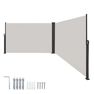 Aufun Paravent ext&eacute;rieur, 160 x 600 cm Store lat&eacute;ral Double, Brise Vue r&eacute;tractable Coupe-Vent pour Jardin, Balcon, terrasse, Store lat&eacute;ral Vertical, Gris (Jodanyong, neuf)