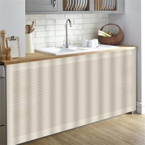 Highdi Rideau Armoire Cuisine Courts, Meuble Rideau Cache Placard Anti Poussi&egrave;re Auto-Adh&eacute;sif sans Per&ccedil;age pour sous Evier, Cuisine Porte de Placard, &Eacute;tag&egrave;res (Beige 2,70 * 90cm) (Highdi, neuf)