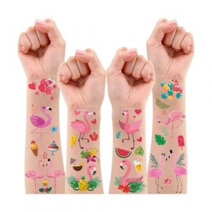 Leesgel Tatouage &Eacute;ph&eacute;m&egrave;re Flamant Rose, 10 Feuilles de Tatouages Temporaires pour Enfants, D&eacute;corations d&rsquo;Anniversaire Th&egrave;me Tropical Hawa&iuml;en Pool Party Jeut et Jeux Piscine (Majeck, neuf)