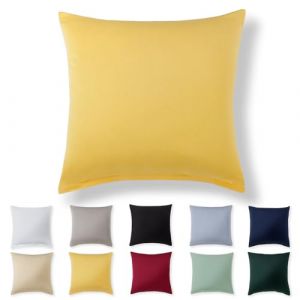Alreya Taie Oreiller 40x40 Coton - Jaune - 100% Jersey Coton, Housse de Coussin 40x40 cm, Taies d'oreiller en Jersey avec Fermeture éclair 40 x 40 cm (DT TEXTILE GmbH, neuf)