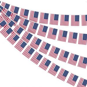 AhfuLife 10M Guirlande Drapeau USA, 1Pcs Banderole Drapeau Americain, 30 Petit Drapeaux Etats Unis pour Decoration Americaine Jardin Bar Coupe du Monde Memorial Day Le Jour de l'Ind&eacute;pendance 4 Juillet (echoapple, neuf)