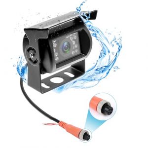 CAMECHO Caméra de recul Connecteur à 4 Broches Caméra étanche 12V 24V Vision Nocturne pour Voiture Bus Camion Caravane Camping-Car (Pas de Ligne de Distance) [CVBS&AHD] (Icamecho, neuf)