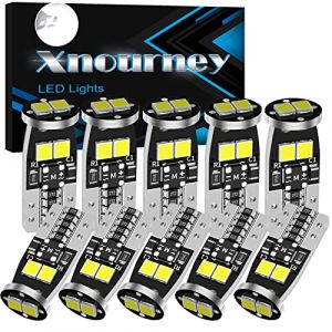 Xnourney 194 Ampoules LED, 168 501 W5W T10 Ampoules LED Canbus sans erreur pour d&ocirc;me de voiture, carte, porte, coffre de courtoisie, feux de plaque d'immatriculation, blanc 6500 K (lot de 10) (Xnourney EU, neuf)