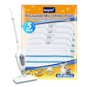 KEEPOW 5 Lingettes pour Black et Decker Balais Vapeur, Compatible avec Black et Decker Steam Mop FSM1630S/FSMP20 (KEEPOW EU, neuf)