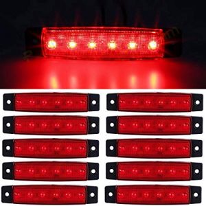 GSRECY 24V 6 LED Rouge/Blanc/Jaune/Vert/Bleu Camion Van Camion Trailer Side Marker Indicators Feux de position de cabine de camion (Rouge) (Ricoy, neuf)