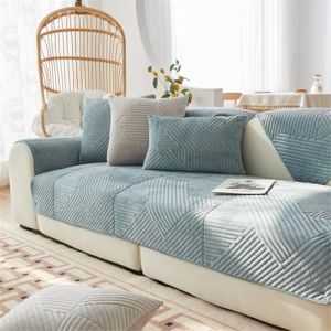 LINGKY Housse Canapé 1/2/3/4 Places, Housse de Coussin de Canapé, Housse Canapé d'angle, Universelle Protege Canape, Protection Canapé, Couvre Canapé Antidérapante (Bleu Clair,90x240cm) (LINGKY, neuf)