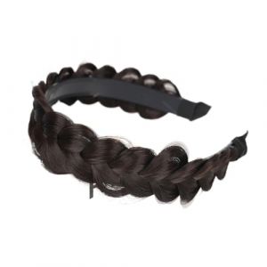 Perruque tressée en arête de poisson avec bandeau intégré – Décoration haut de crâne for un look élégant(Brown) (Seful Store, neuf)