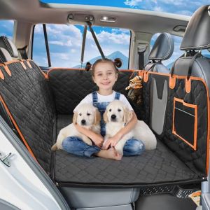 Housse de si&egrave;ge arri&egrave;re pour chien - Extension de si&egrave;ge arri&egrave;re pour chiens avec sol dur supporte 180 kg - &Eacute;tanche - Avec fen&ecirc;tre en maille - Hamac noir pour chien - Pour voiture, SUV, camion (POHARE HOME, neuf)