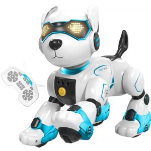 Dnenellr Chien Robot, Télécommande Chien Robot Interactif pour Enfants, Programmable, Contrôle Vocal (Anglais Uniquement) et Contrôle Gestuel, Robot Chien Intelligent Cadeaux pour Garçons Filles (KALEEVA STROY, neuf)