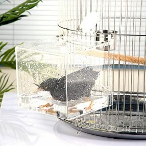 GURECOD Bain d'oiseau Suspendu Cube Bain d'oiseau Baignoire bo&icirc;te de Bain Bol Cage Accessoires Petits Oiseaux canaris alouettes perroquets cacato&egrave;s tourtereaux perroquets Bain (Carr&eacute;, 21x21x21cm) (Well buy, neuf)