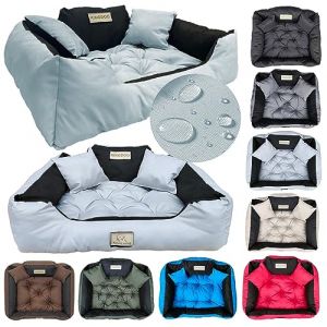 KING DOG Lit pour Petits Chiens S 55 x 45 cm Coussin Imperméable Lavable Canapé Confortable Moelleux Douillet Antidérapant Couchage pour Chien Intérieur Résistant Fabriqué en UE Gris Clair (AIO FACTORY GmbH, neuf)
