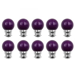 Aiwerttes Lot de 10 ampoules à baïonnette B22 non variables 2W G45 Mini Glof LED (équivalent 20 W) VIOLETX 220V Efficacité énergétique pour guirlande de fête, décoration de guirlandes non dimmable (AWSEU, neuf)